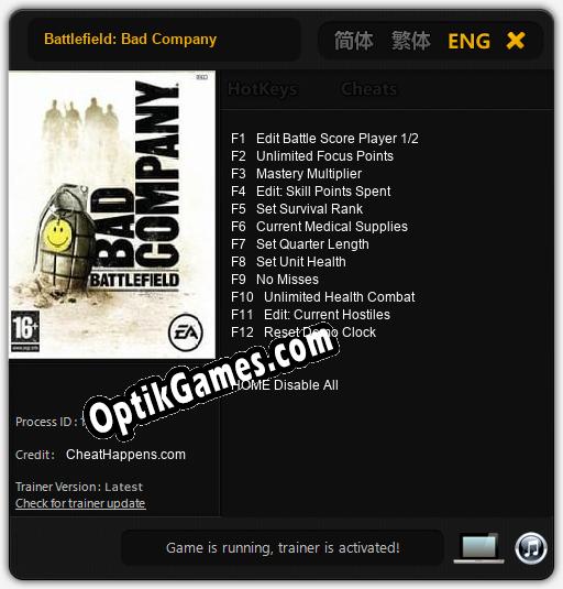 Battlefield: Bad Company: TRAINER AND CHEATS (V1.0.30)