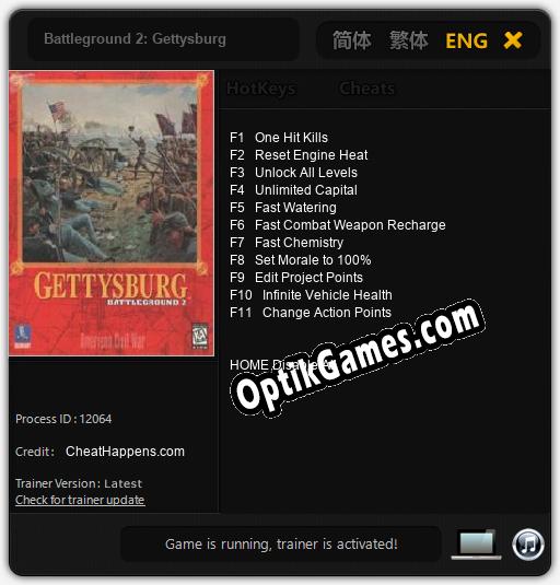 Battleground 2: Gettysburg: TRAINER AND CHEATS (V1.0.95)