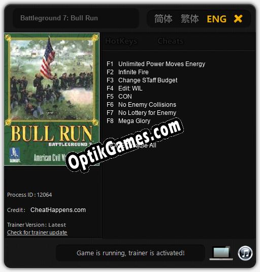 Battleground 7: Bull Run: TRAINER AND CHEATS (V1.0.94)