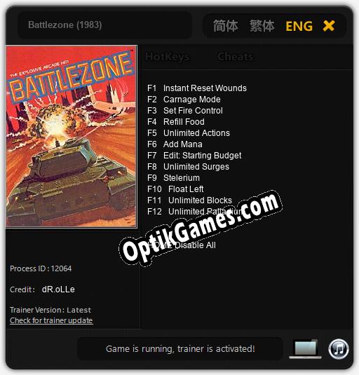 Battlezone (1983): TRAINER AND CHEATS (V1.0.52)