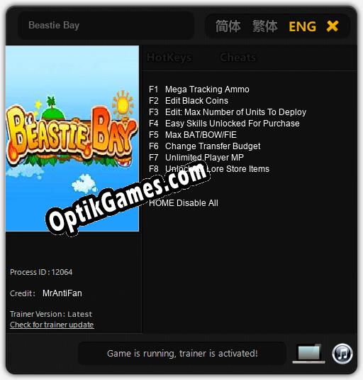 Beastie Bay: Cheats, Trainer +8 [MrAntiFan]