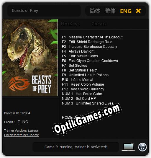 Beasts of Prey: TRAINER AND CHEATS (V1.0.38)