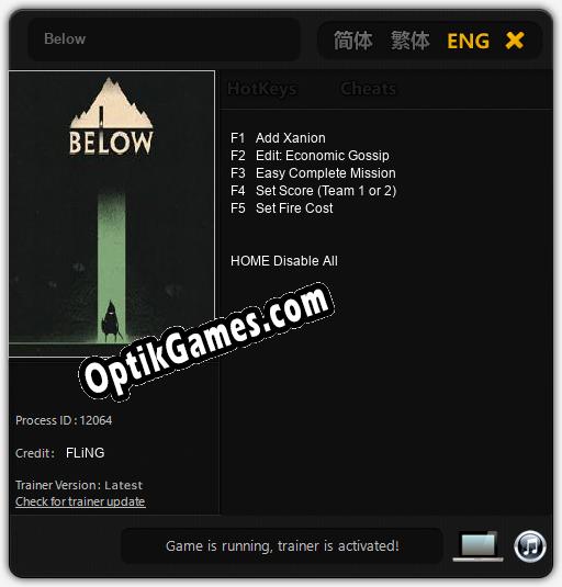 Below: TRAINER AND CHEATS (V1.0.29)