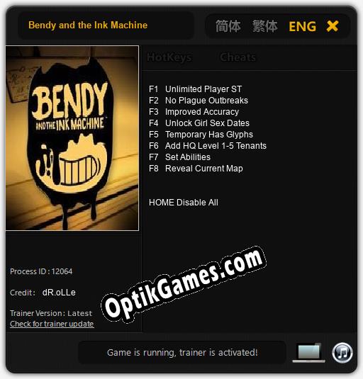 Bendy and the Ink Machine: Trainer +8 [v1.3]