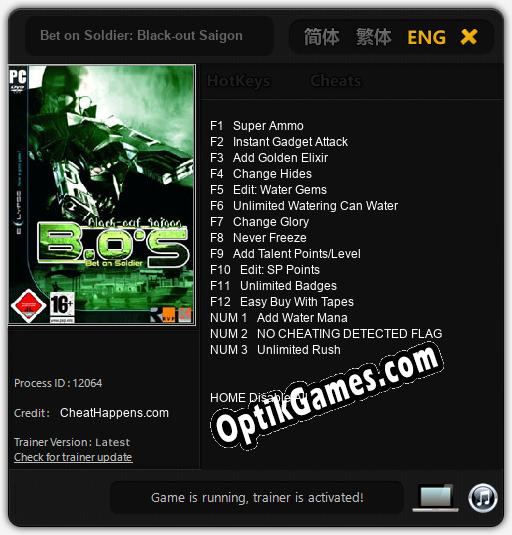 Bet on Soldier: Black-out Saigon: TRAINER AND CHEATS (V1.0.96)
