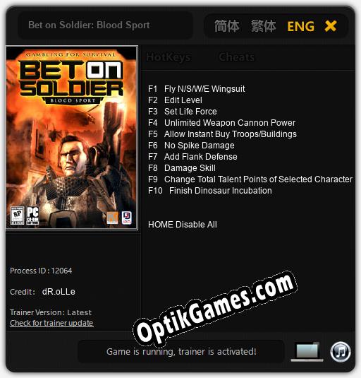 Bet on Soldier: Blood Sport: TRAINER AND CHEATS (V1.0.69)