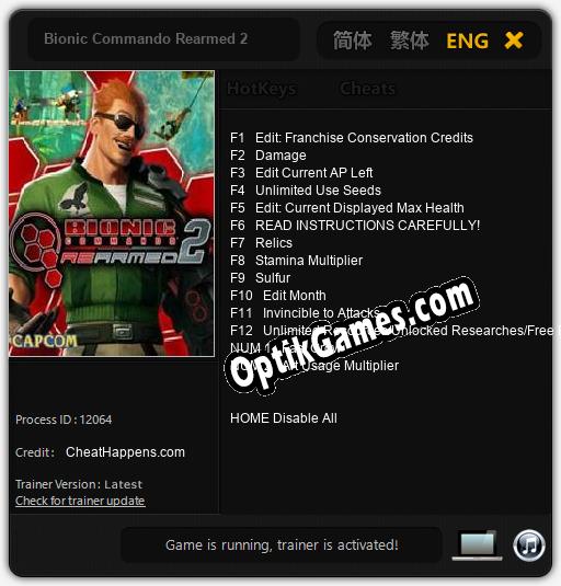 Bionic Commando Rearmed 2: TRAINER AND CHEATS (V1.0.6)