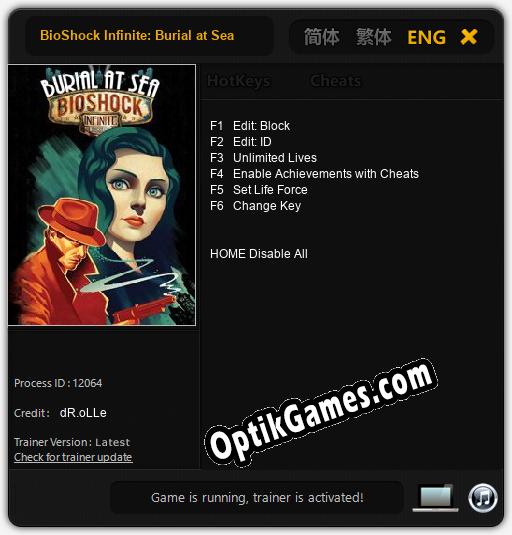 BioShock Infinite: Burial at Sea Episode One: TRAINER AND CHEATS (V1.0.17)