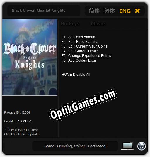 Trainer for Black Clover: Quartet Knights [v1.0.6]