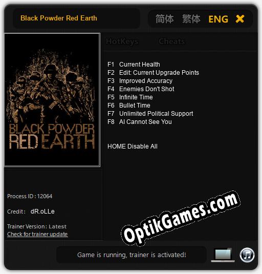 Trainer for Black Powder Red Earth [v1.0.3]