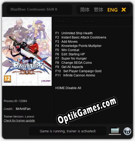 BlazBlue: Continuum Shift II: TRAINER AND CHEATS (V1.0.71)