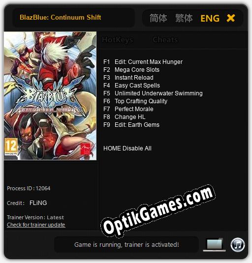 Trainer for BlazBlue: Continuum Shift [v1.0.8]