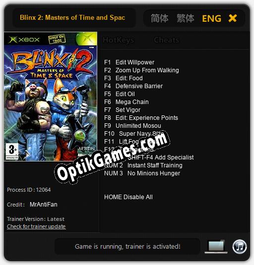 Blinx 2: Masters of Time and Space: TRAINER AND CHEATS (V1.0.66)