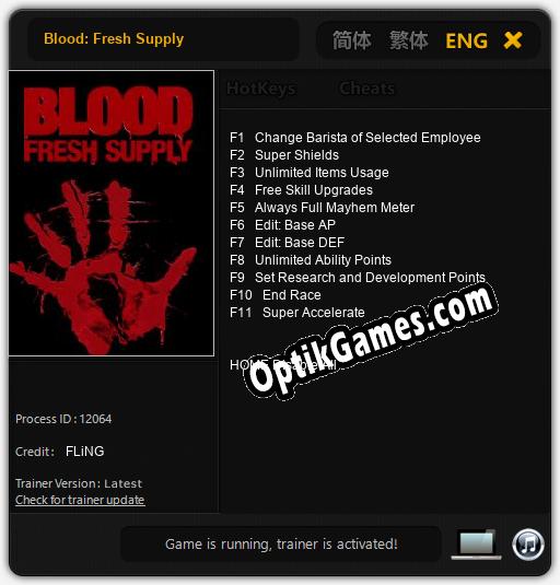 Blood: Fresh Supply: Cheats, Trainer +11 [FLiNG]