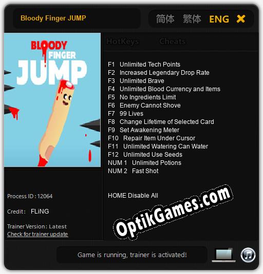 Bloody Finger JUMP: TRAINER AND CHEATS (V1.0.11)
