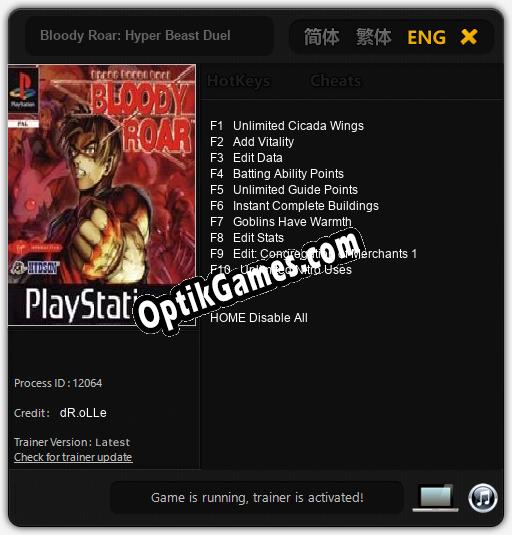 Bloody Roar: Hyper Beast Duel: Cheats, Trainer +10 [dR.oLLe]