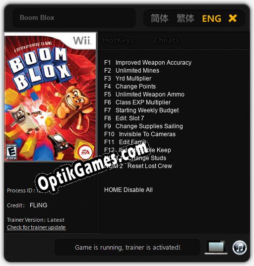 Boom Blox: TRAINER AND CHEATS (V1.0.62)