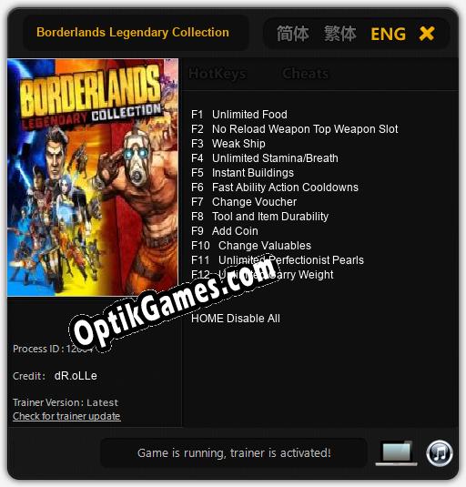 Borderlands Legendary Collection: TRAINER AND CHEATS (V1.0.19)