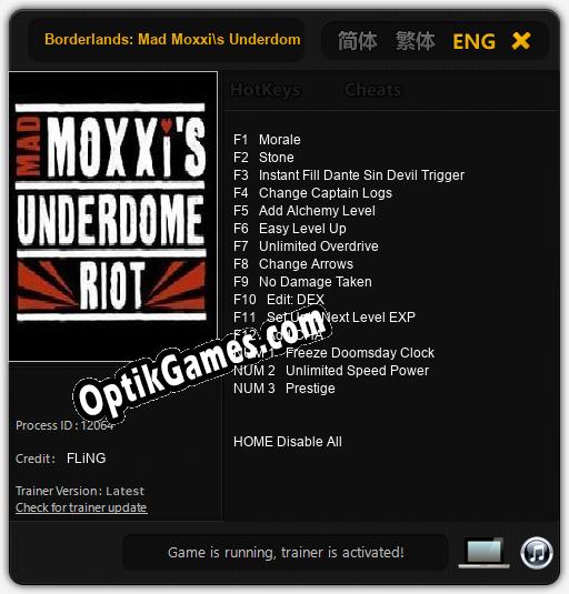 Trainer for Borderlands: Mad Moxxis Underdome Riot [v1.0.9]