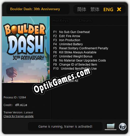 Boulder Dash: 30th Anniversary: Trainer +10 [v1.6]