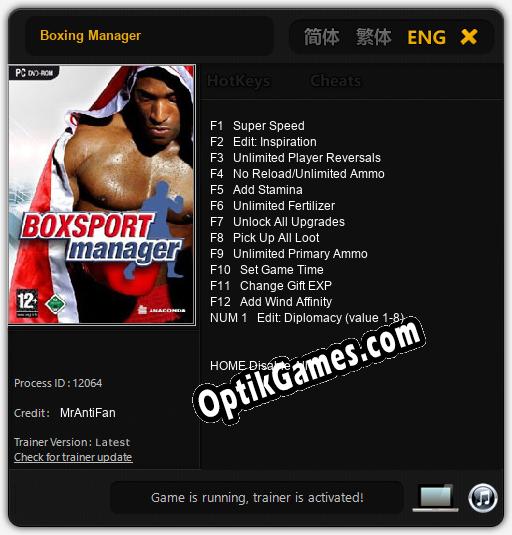 Boxing Manager: TRAINER AND CHEATS (V1.0.26)