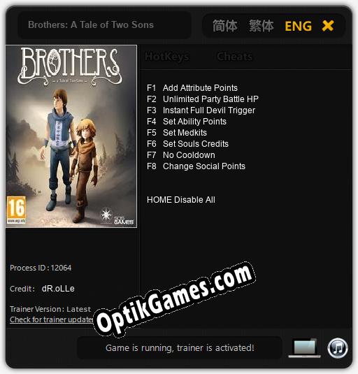 Brothers: A Tale of Two Sons: TRAINER AND CHEATS (V1.0.50)