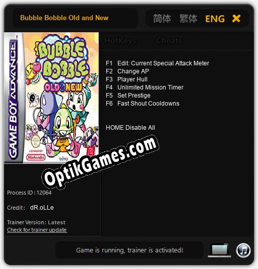 Bubble Bobble Old and New: Trainer +6 [v1.8]