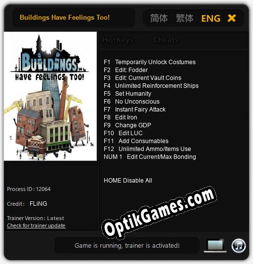 Buildings Have Feelings Too!: Trainer +13 [v1.6]