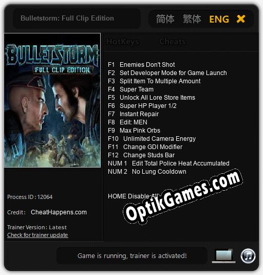 Trainer for Bulletstorm: Full Clip Edition [v1.0.2]