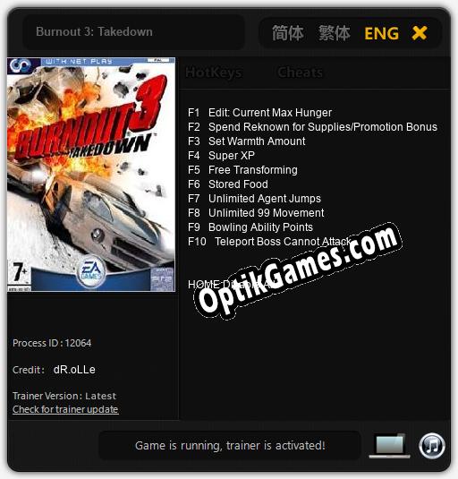 Burnout 3: Takedown: Trainer +10 [v1.9]