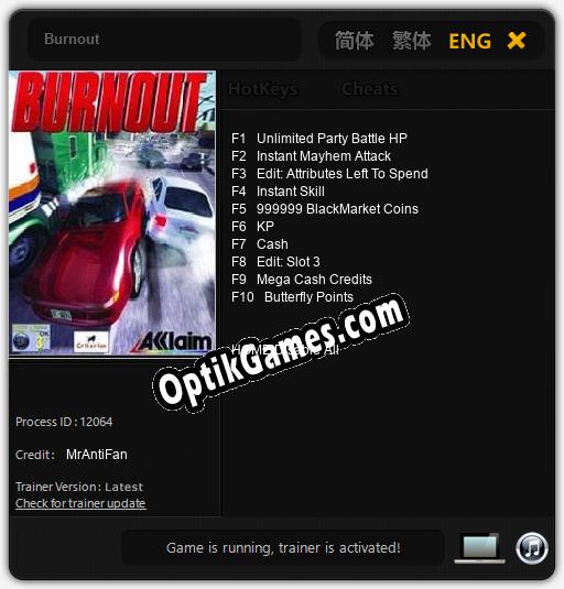 Burnout: TRAINER AND CHEATS (V1.0.27)