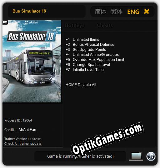 Trainer for Bus Simulator 18 [v1.0.6]