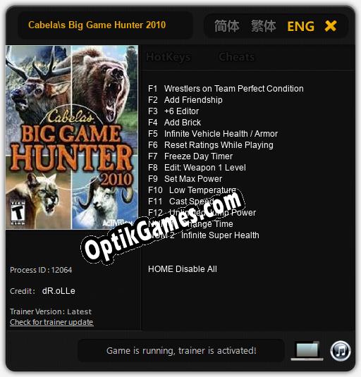 Trainer for Cabelas Big Game Hunter 2010 [v1.0.1]