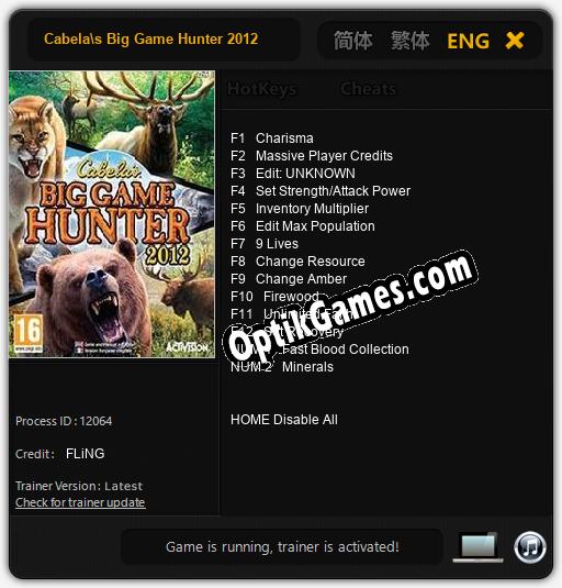 Cabelas Big Game Hunter 2012: Trainer +14 [v1.9]