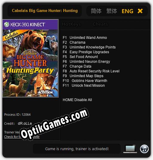 Trainer for Cabelas Big Game Hunter: Hunting Party [v1.0.5]
