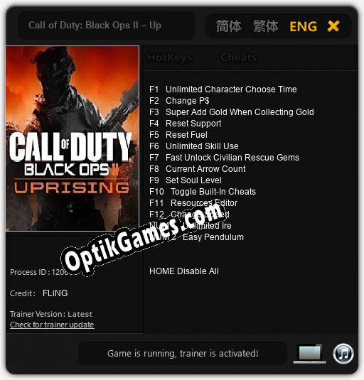 Call of Duty: Black Ops II – Uprising: TRAINER AND CHEATS (V1.0.14)