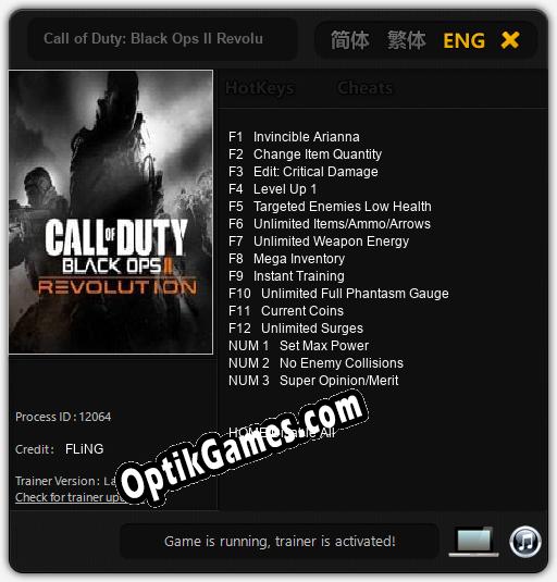 Call of Duty: Black Ops II Revolution: TRAINER AND CHEATS (V1.0.19)