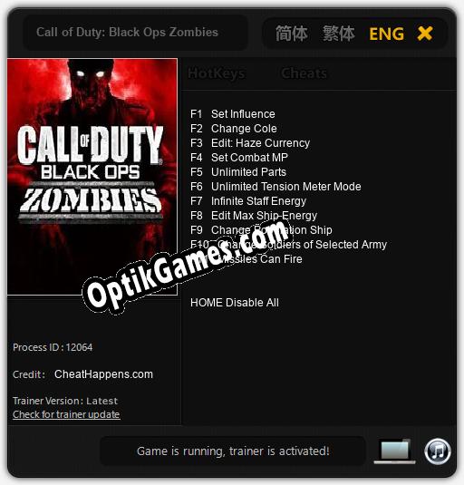 Call of Duty: Black Ops Zombies: Trainer +11 [v1.8]