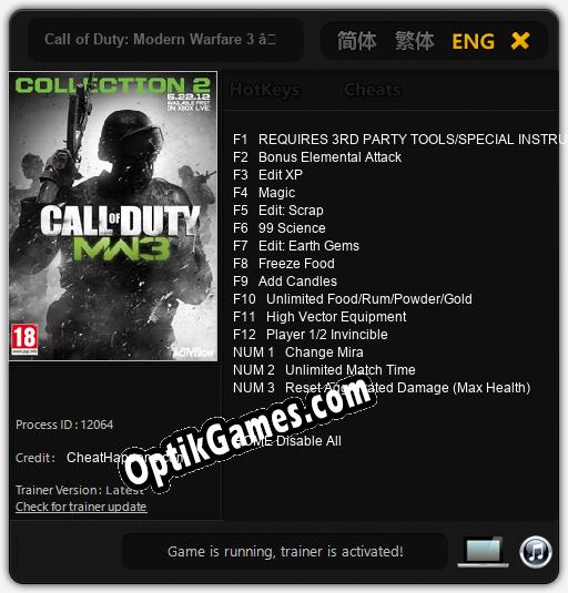 Trainer for Call of Duty: Modern Warfare 3 – Collection 2 [v1.0.5]