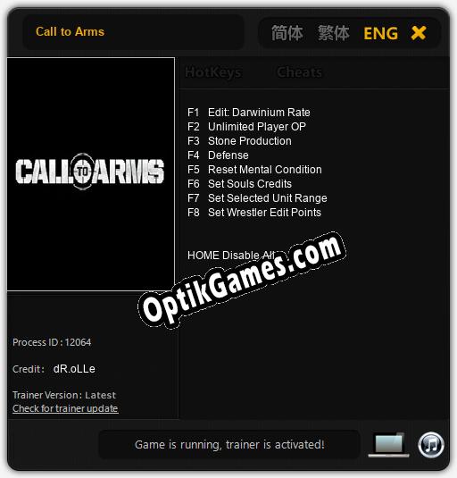 Call to Arms: Trainer +8 [v1.7]