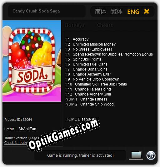 Trainer for Candy Crush Soda Saga [v1.0.4]