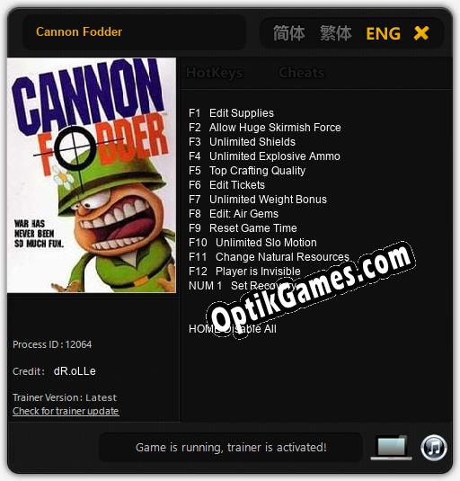 Cannon Fodder: Cheats, Trainer +13 [dR.oLLe]