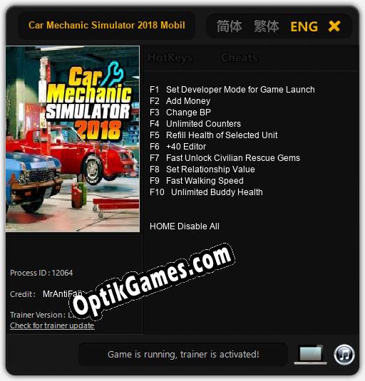 Car Mechanic Simulator 2018 Mobile: Trainer +10 [v1.2]