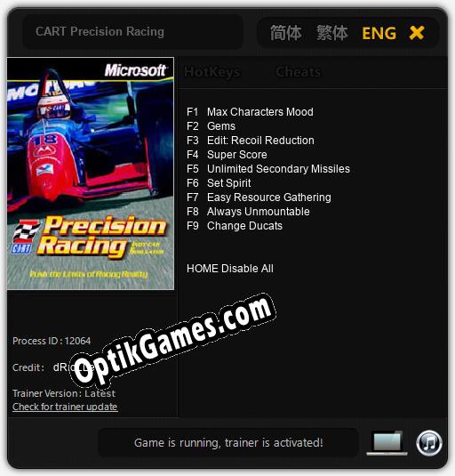 Trainer for CART Precision Racing [v1.0.9]