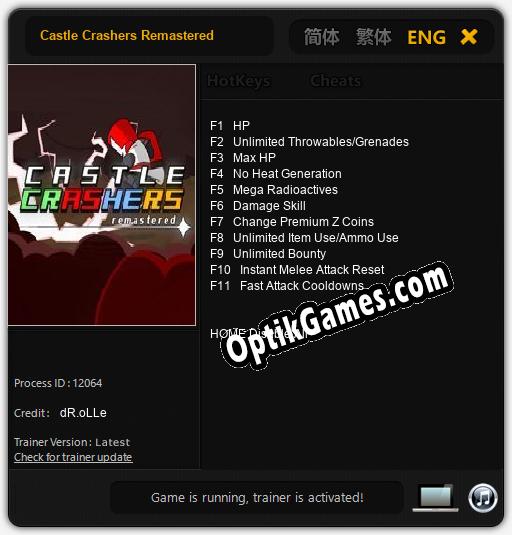Trainer for Castle Crashers Remastered [v1.0.9]