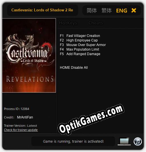 Castlevania: Lords of Shadow 2 Revelations: TRAINER AND CHEATS (V1.0.78)