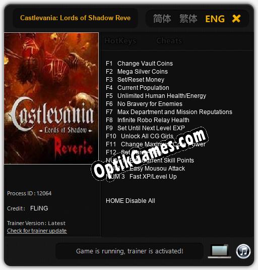 Castlevania: Lords of Shadow Reverie: TRAINER AND CHEATS (V1.0.32)