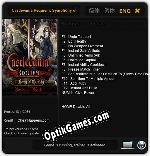 Castlevania Requiem: Symphony of the Night & Rondo of Blood: TRAINER AND CHEATS (V1.0.74)