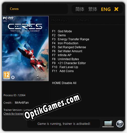Ceres: TRAINER AND CHEATS (V1.0.56)