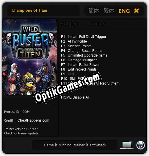 Champions of Titan: Cheats, Trainer +11 [CheatHappens.com]